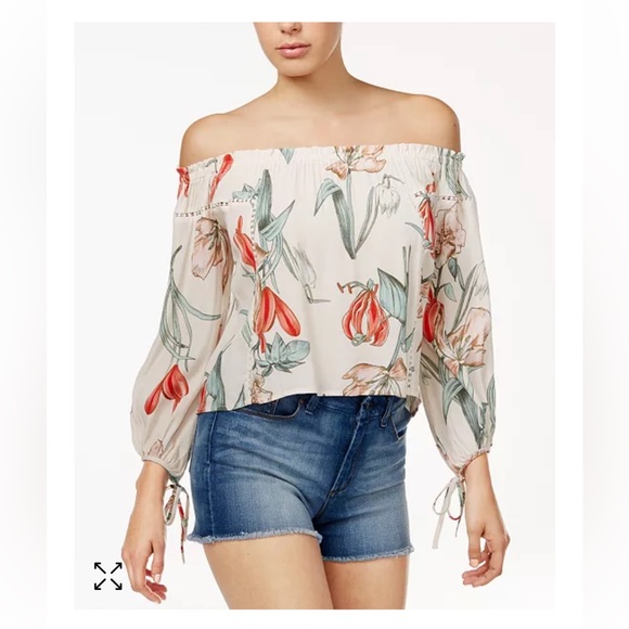 Astr the Label Chavelle Off the Shoulder Floral Print Top Blouse Size M - Picture 3 of 7